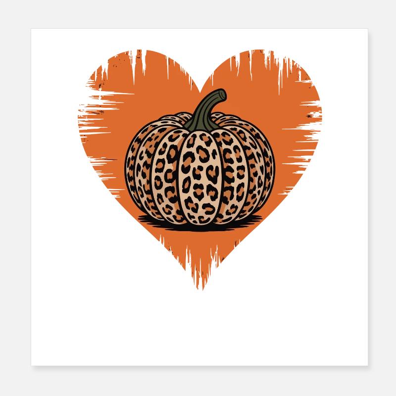 Conception de cœur de citrouille à imprimé léopard Poster 20 x 20 cm