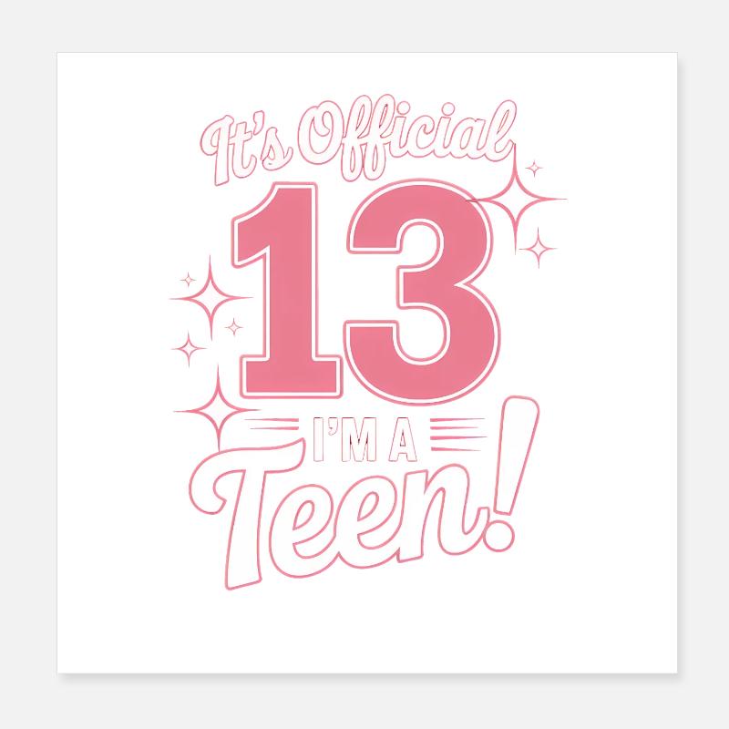 Cadeau d'anniversaire pour adolescent de 13 ans Poster 20 x 20 cm