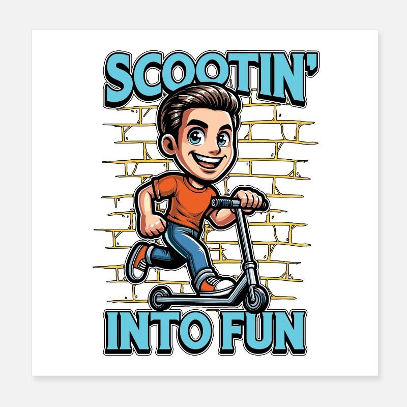 Scooter Scootin' Into Fun Scootering Motorcycle Poster 8" x 8" (20x20 cm)
