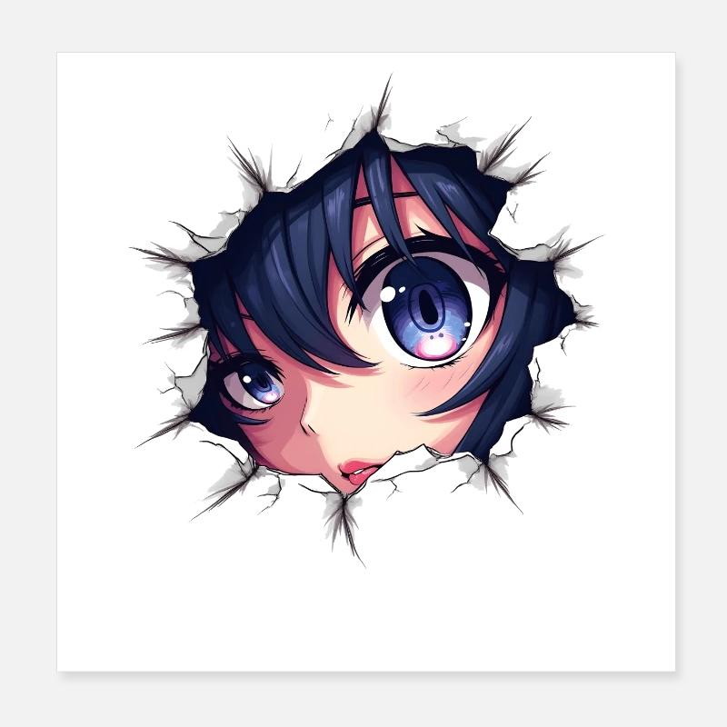 Oeil d’anime avec effet de papier ajouré Poster 20 x 20 cm