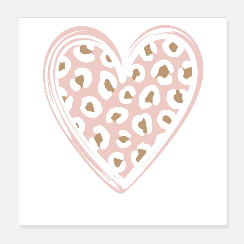 Leopard Pattern Heart Design Poster 8" x 8" (20x20 cm)