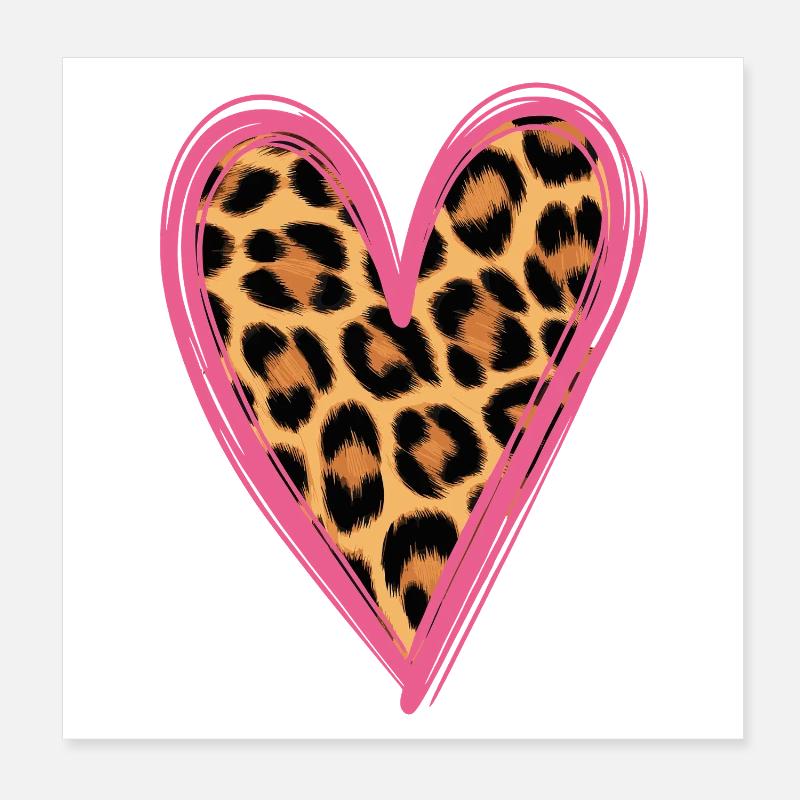 Leopard Muster Herz Design Poster 20x20 cm