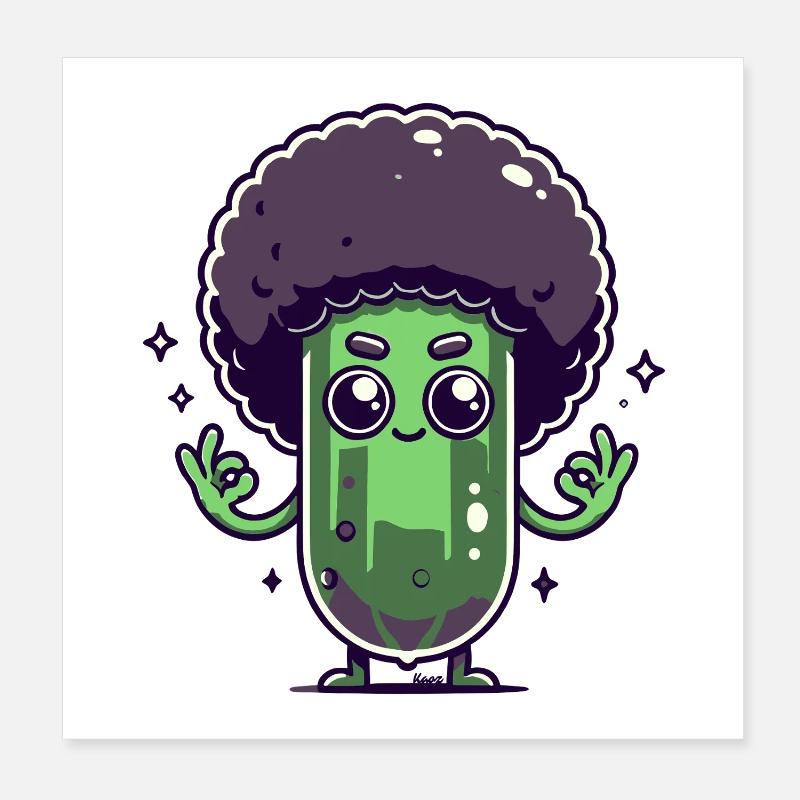 Cucumber with Afro Poster 8" x 8" (20x20 cm)