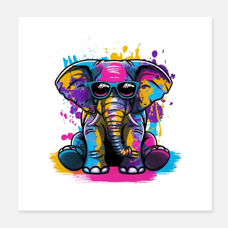 Dickhäuter Glücksbringer Afrika Elefant Poster 20x20 cm