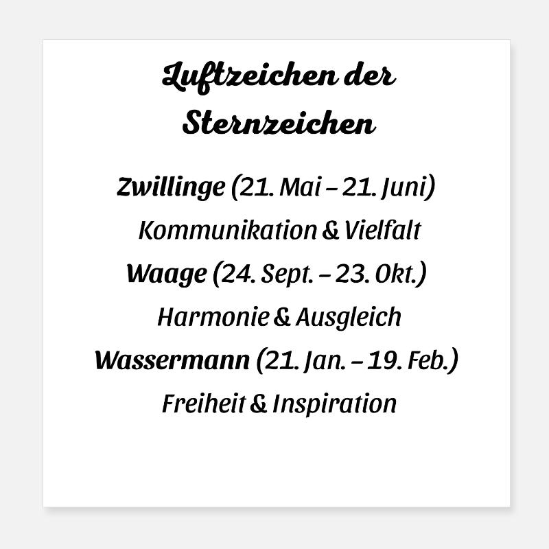Luftzeichen der Sternzeichen Poster 20x20 cm