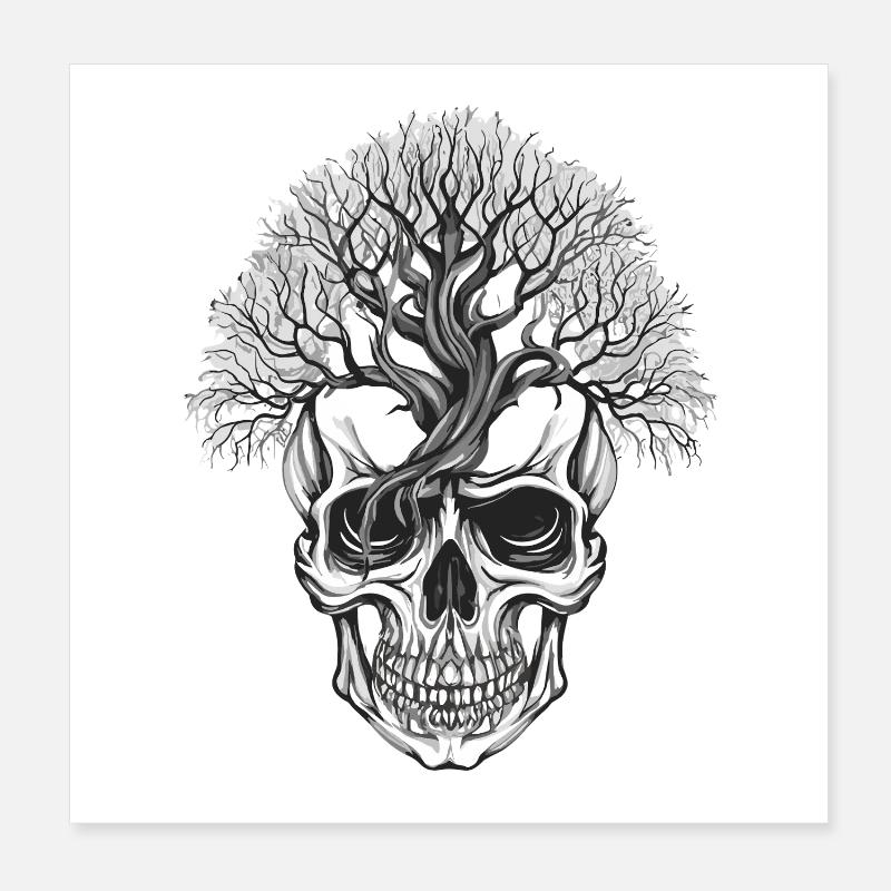 Crâne d’arbre de la forêt Art Design Poster 20 x 20 cm