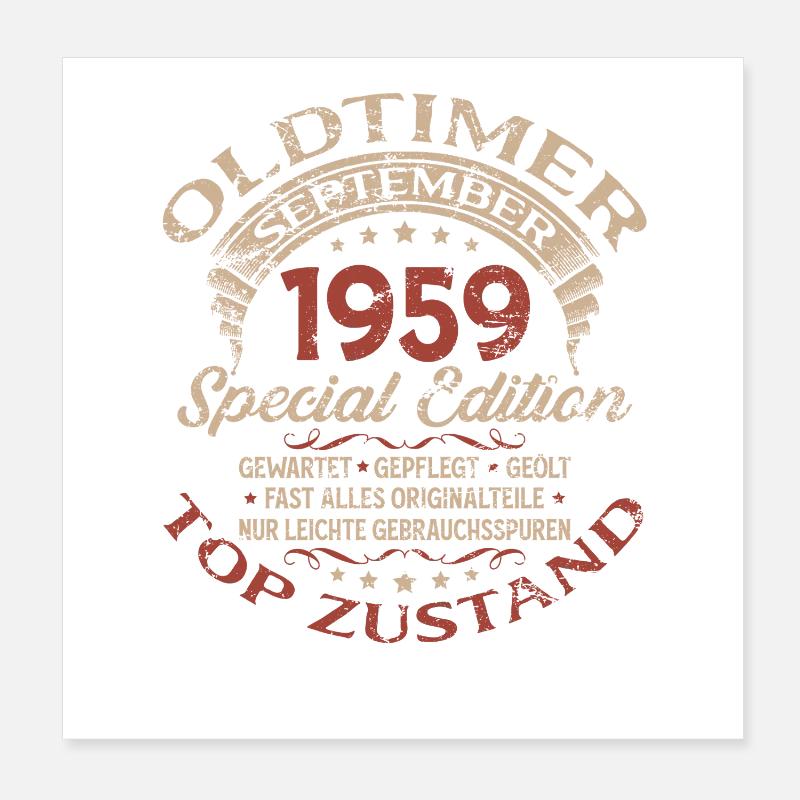 66. Geburtstag Geschenk Oldtimer September 1959 Poster 20x20 cm