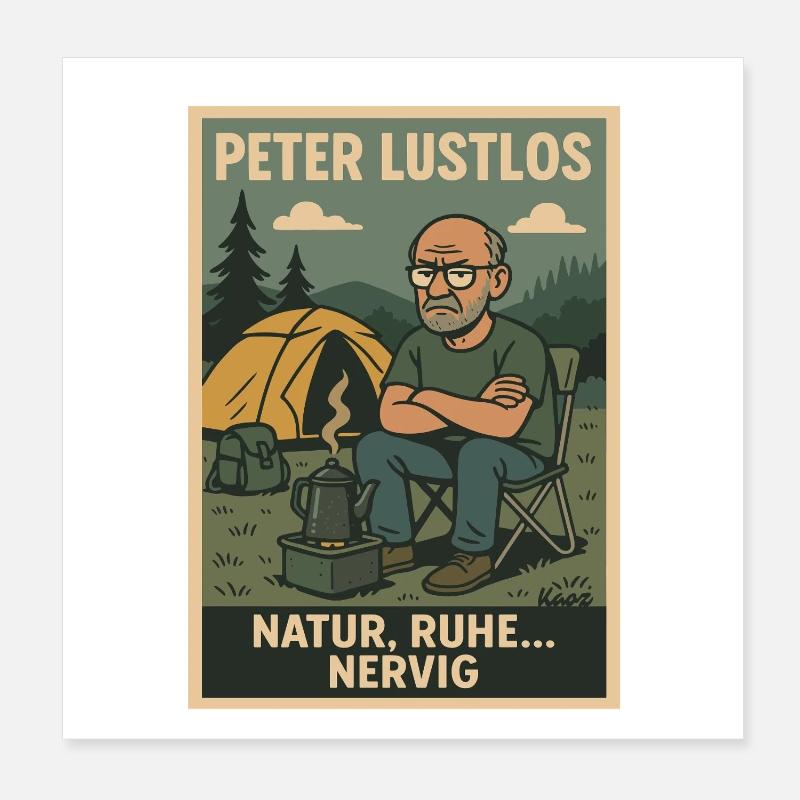 Peter Listless Nature Camping Design Poster 8" x 8" (20x20 cm)
