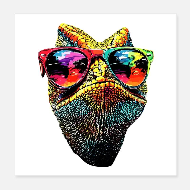 Chamäleon Echse Reptil Chameleon Leguan Eidechse Poster 20x20 cm