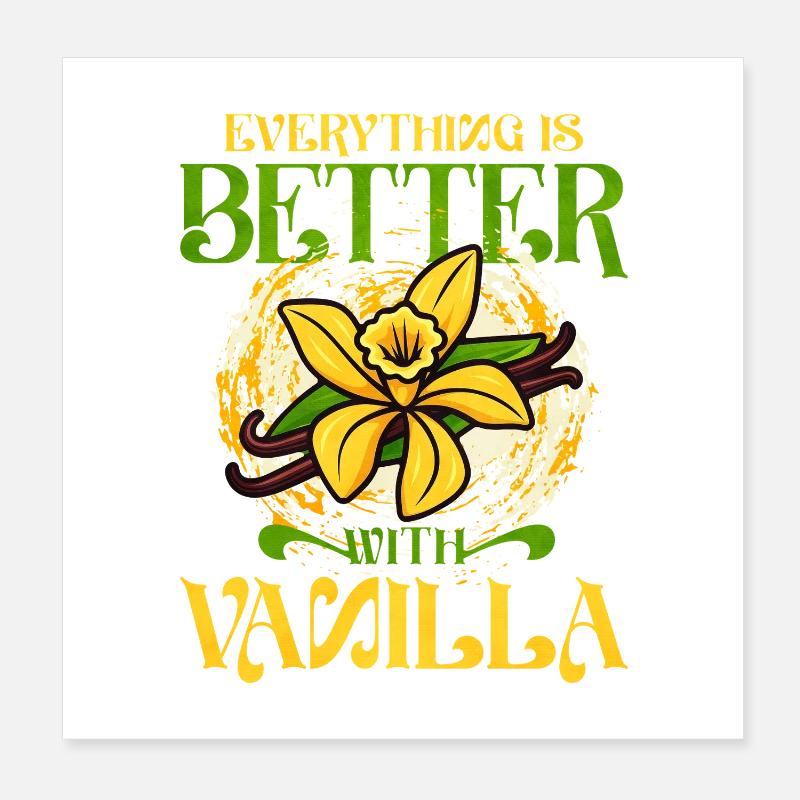 Vanille mit Vanilleblume Poster 20x20 cm