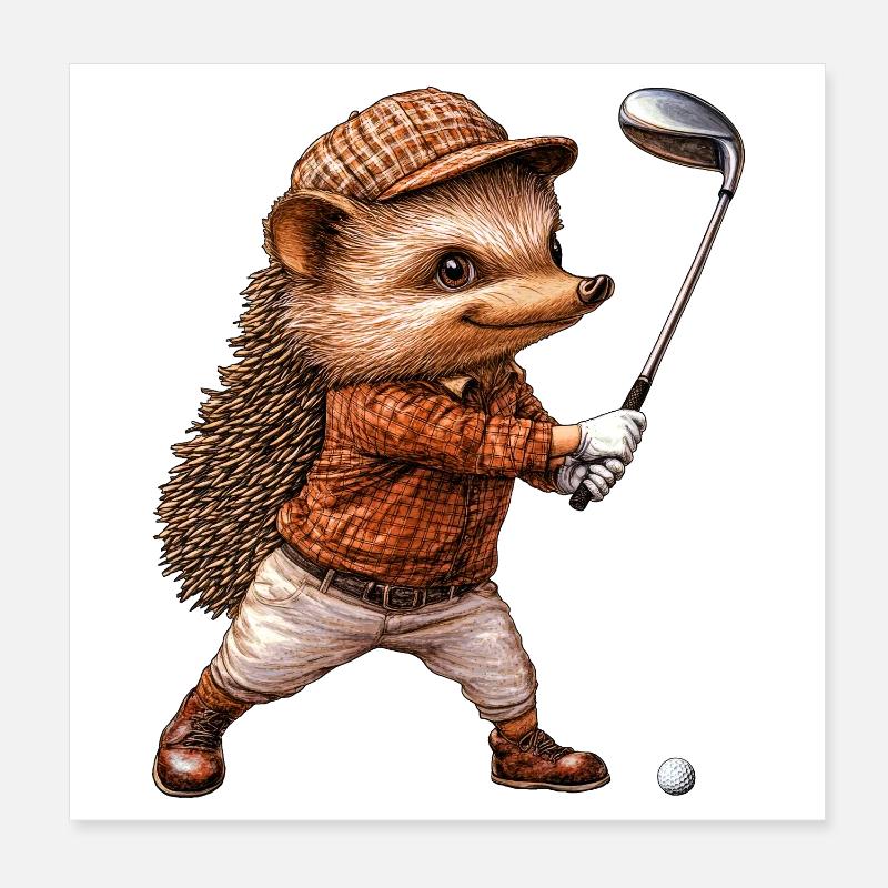 Igel Golf / Golfer Igel Poster 20x20 cm