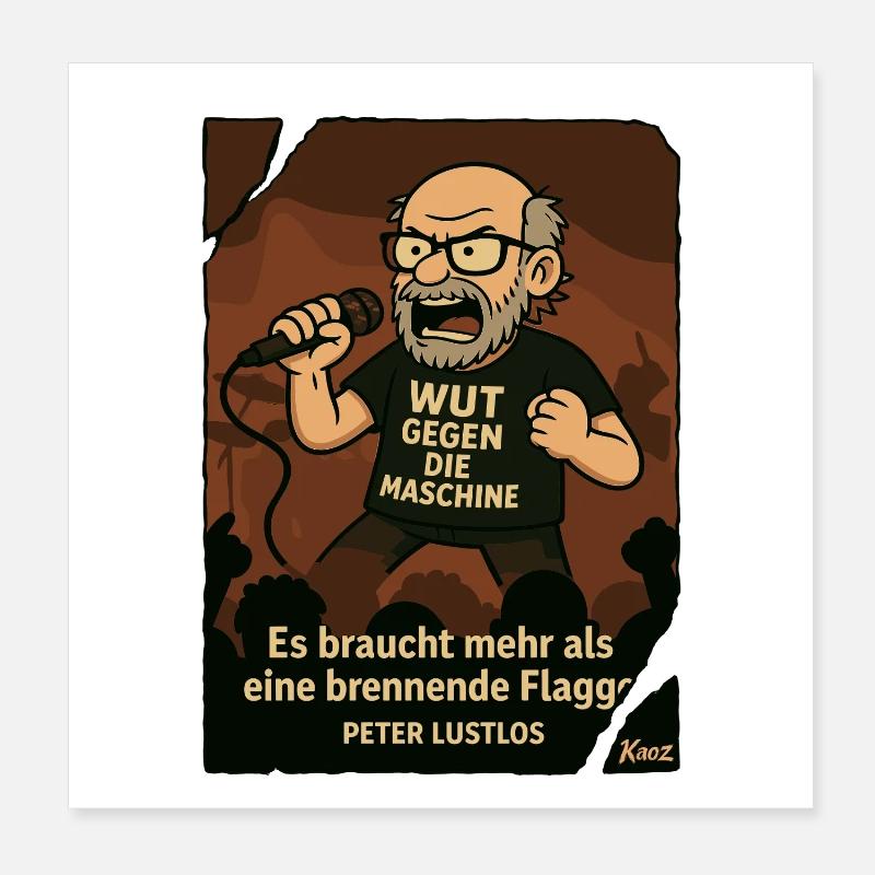 Protestierender Peter Lustlos mit Mikrofon Poster 20x20 cm