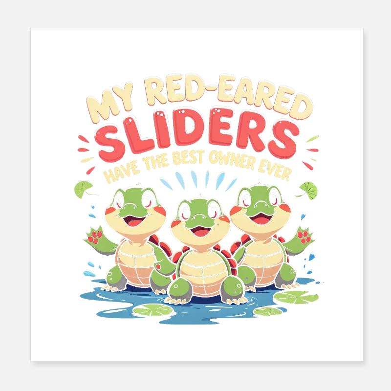 Red-eared Turtle Poster 8" x 8" (20x20 cm)