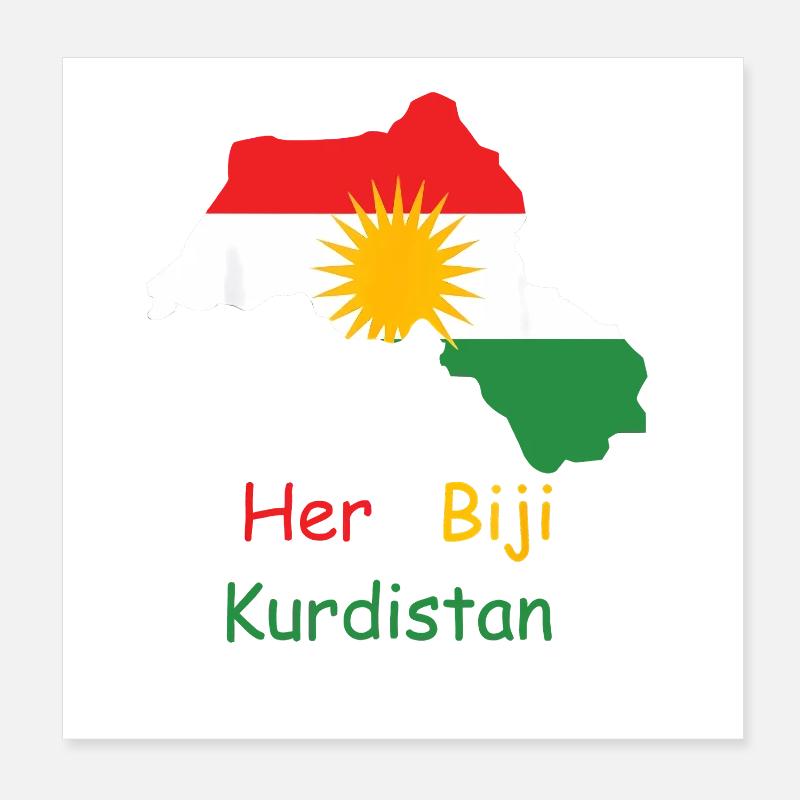 Drapeau du Kurdistan avec soleil kurde Poster 20 x 20 cm