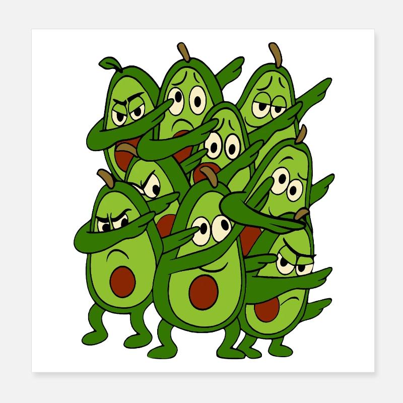 Dabbing Dancing Avocados Poster 8" x 8" (20x20 cm)