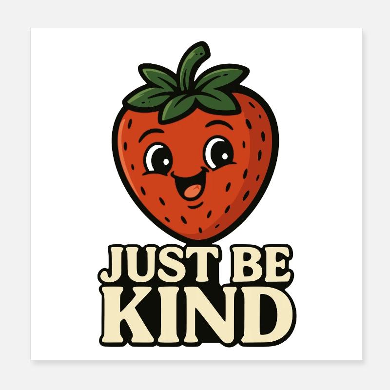 Niedliche Erdbeerfigur mit Botschaft Poster 20x20 cm