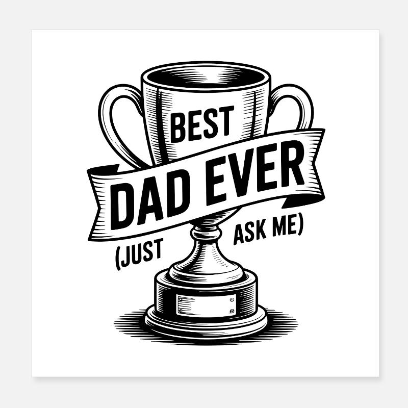Bester Vater aller Zeiten (Frag mich einfach) mit Trophäe Poster 20x20 cm