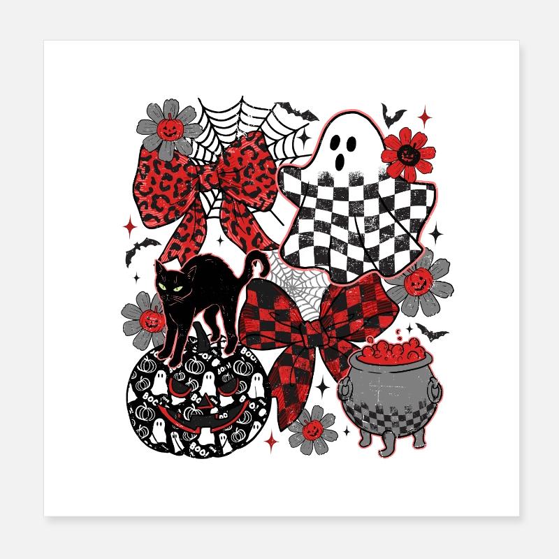 Halloween Design Geist schwarze Katze Gothic Gotik Poster 20x20 cm