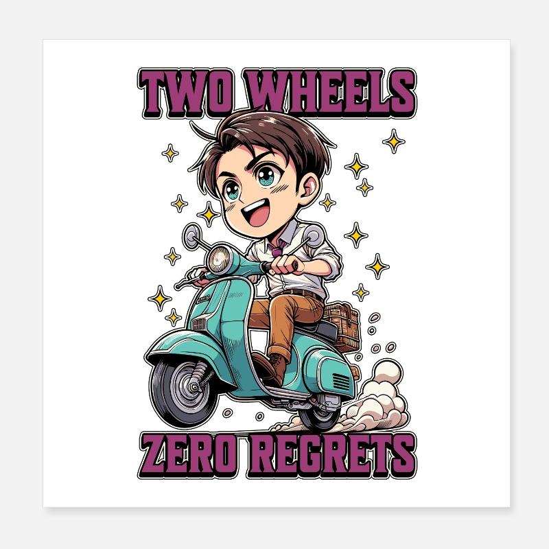 Scooter Two Wheels Zero Regrets Scooter Driver Poster 20x20 cm