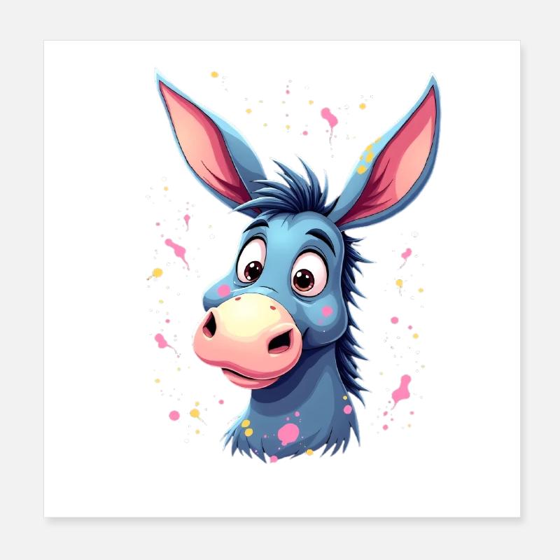 Charmante figurine d'âne avec technique de pulvérisation colorée Poster 20 x 20 cm
