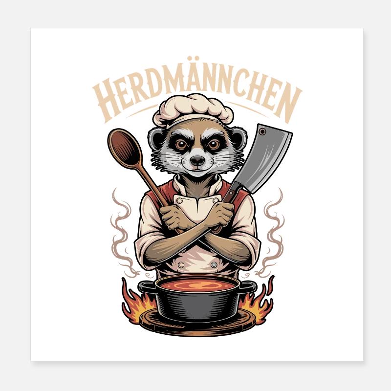 Herdmännchen kochen lustiger Koch Herdmännchen Poster 20 x 20 cm