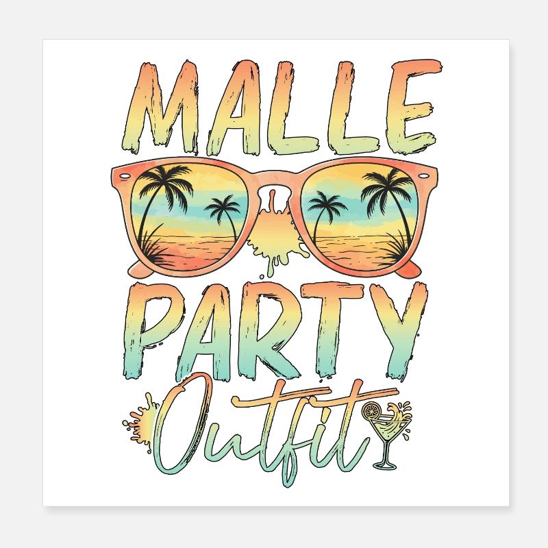 Mallorca Party Outfit Poster 8" x 8" (20x20 cm)