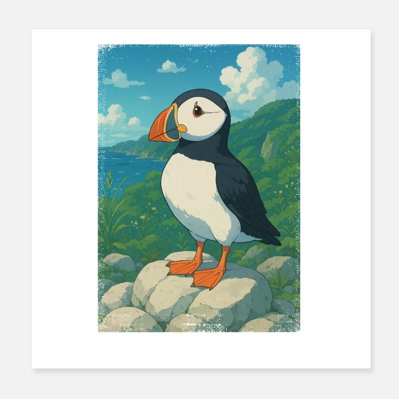 Puffin animé Poster 20 x 20 cm