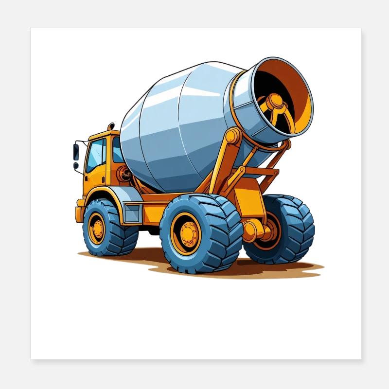 Véhicule de construction malaxeur à béton au design moderne Poster 20 x 20 cm
