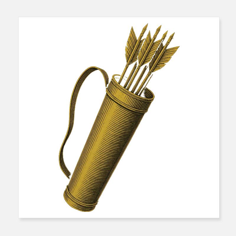 Bogenschießen Bogen Pfeil Köcher Bogenschütze Poster 20x20 cm