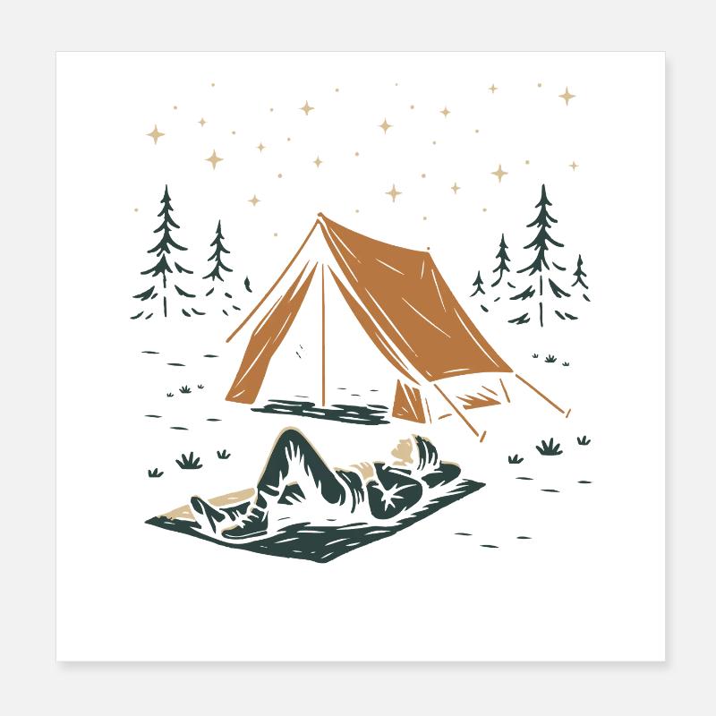 Fun camping under the stars relaxing Poster 8" x 8" (20x20 cm)