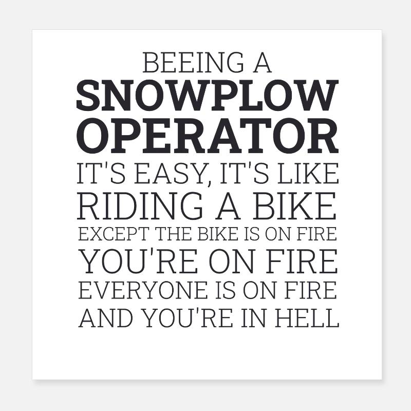 Snowplow Operator Riding A Bike Schneepflugfahrer Poster 20x20 cm