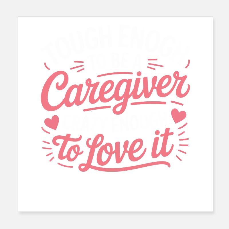 Caregiver Pride Script Pink Poster 20x20 cm