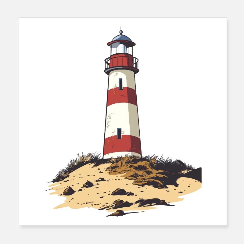 Phare sur une côte accidentée Poster 20 x 20 cm