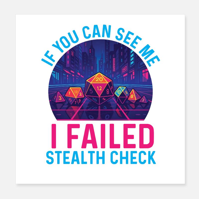 Échec Stealth Check Drôle RPG Joueur de table Poster 20 x 20 cm