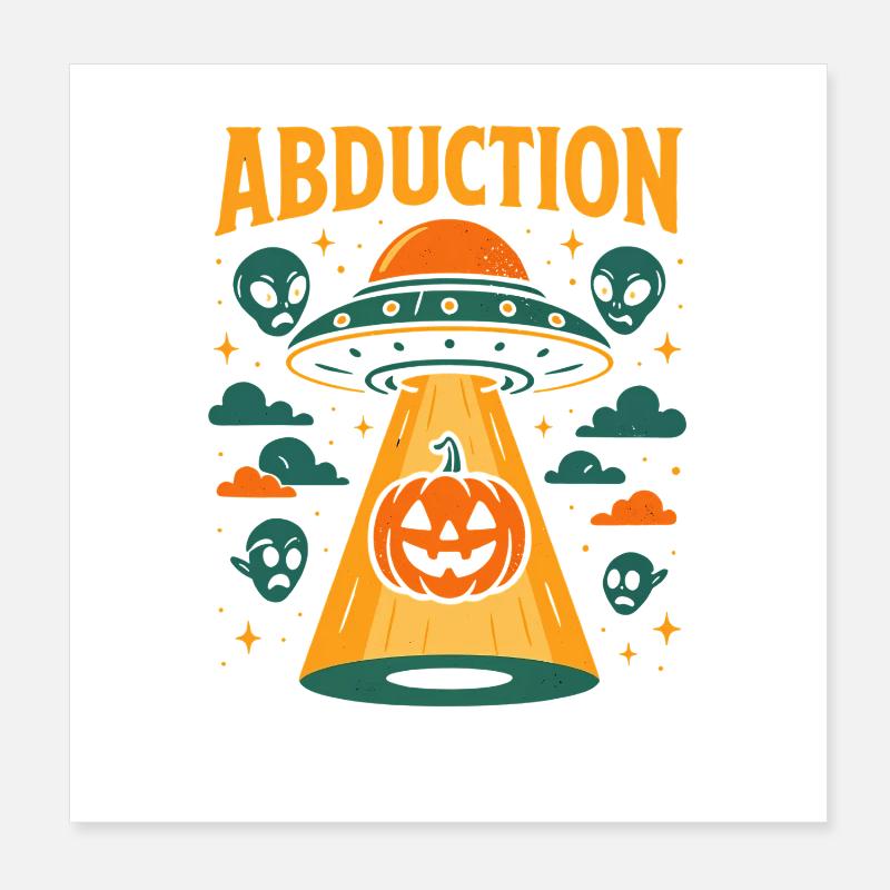 Space Halloween Pumpkin Design Poster 8" x 8" (20x20 cm)