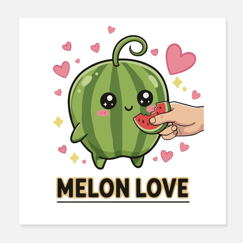 Melon Love Kawaii Manga Pastèque Poster 20 x 20 cm