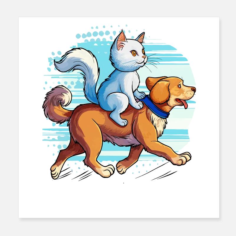 CHIEN DE CHAT Poster 20 x 20 cm