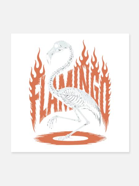 Flamingo Flames Skeleton Halloween - Poster 8" x 8" (20x20 cm) - white - Front