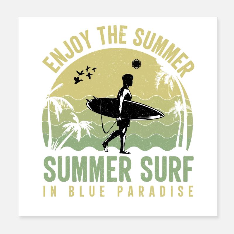 Surfeurs d’été à Blue Paradise Poster 20 x 20 cm