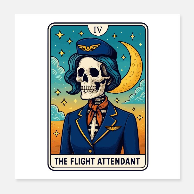 Skull Pilot Tarot Design Poster 8" x 8" (20x20 cm)