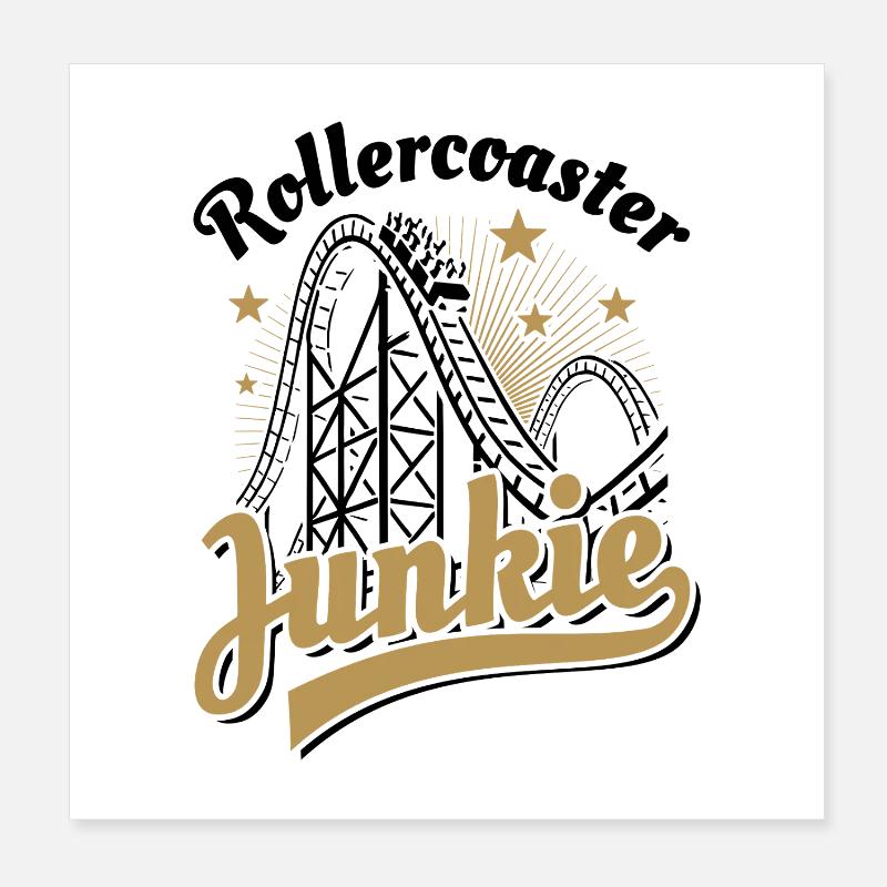 Rollercoaster Junkie - Achterbahn - Looping Poster 20x20 cm
