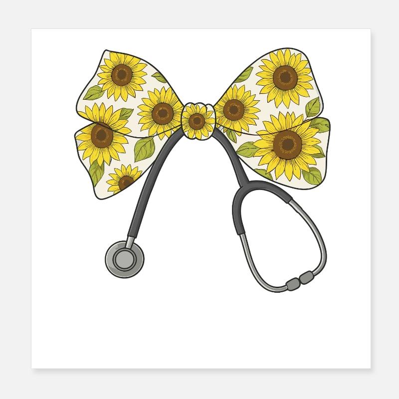 Infirmière, Stéthoscope, Boucle - Poster 20 x 20 cm - blanc