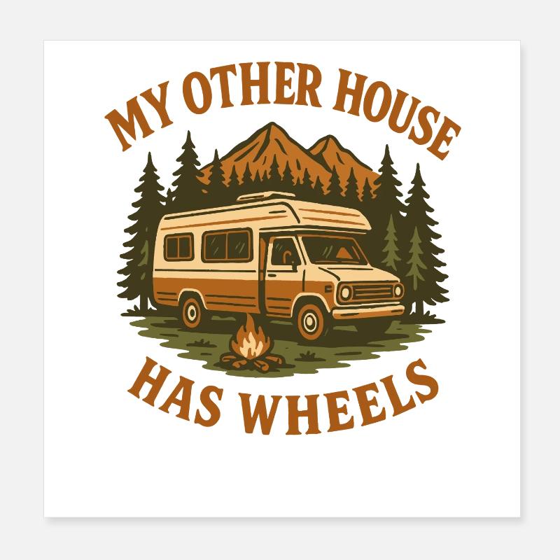 Mon autre maison a des roues Funny Camper Poster 20 x 20 cm