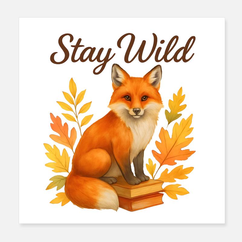 Stay Wild – Autumnal Fox Poster 8" x 8" (20x20 cm)
