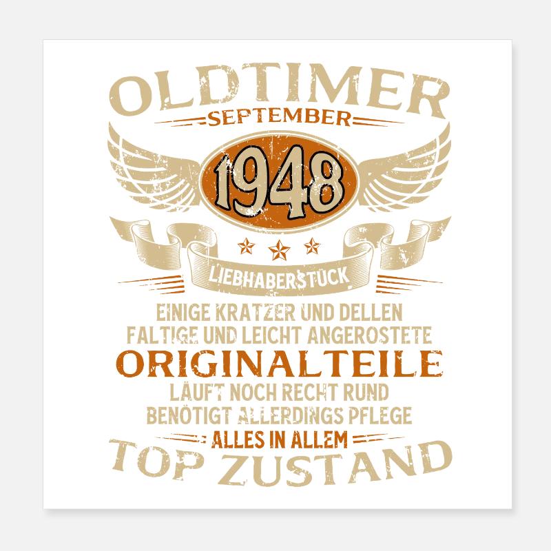 77. Geburtstag Geschenk Oldtimer September 1948 Poster 20x20 cm