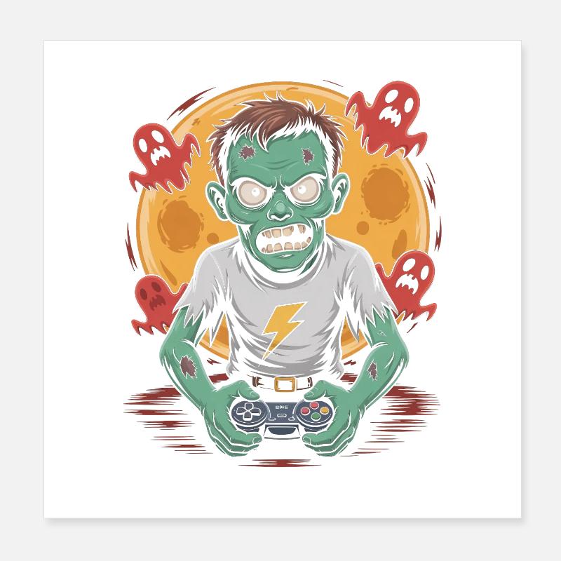 Jeu vidéo effrayant de zombies pour Halloween Poster 20 x 20 cm