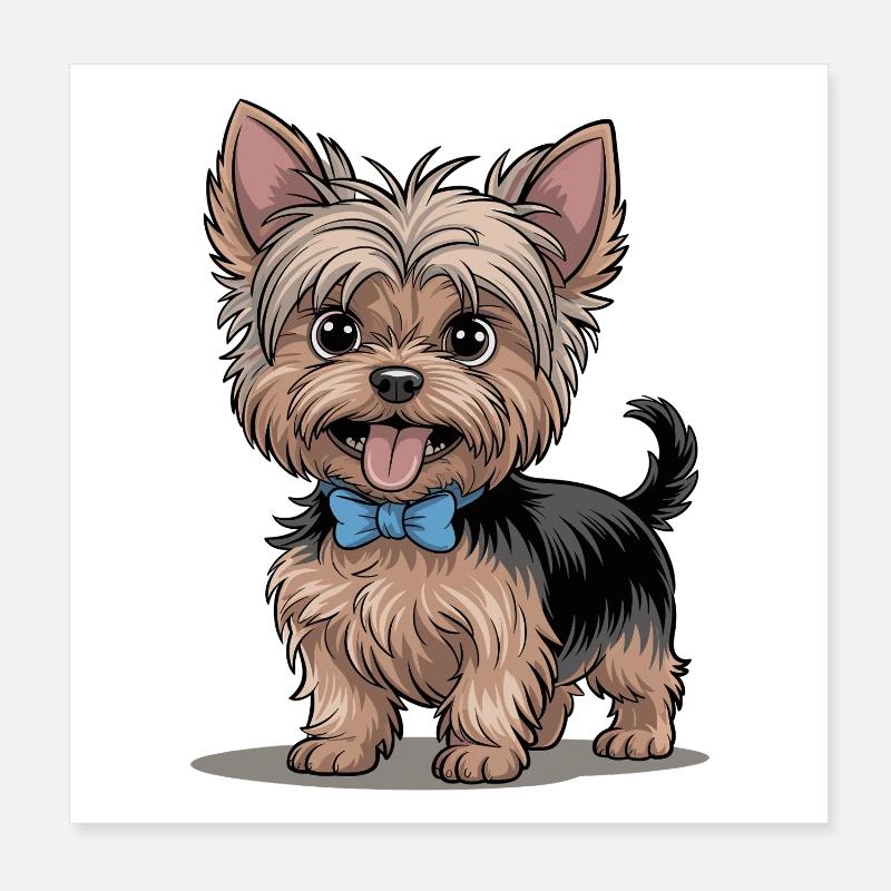 Yorkshire Terrier mignon avec un nœud Poster 20 x 20 cm