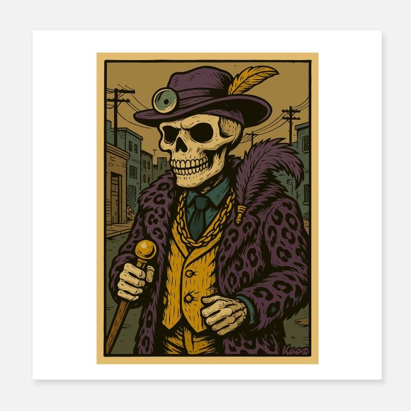 Ghetto Pimp Doctor Skeleton Poster 8" x 8" (20x20 cm)