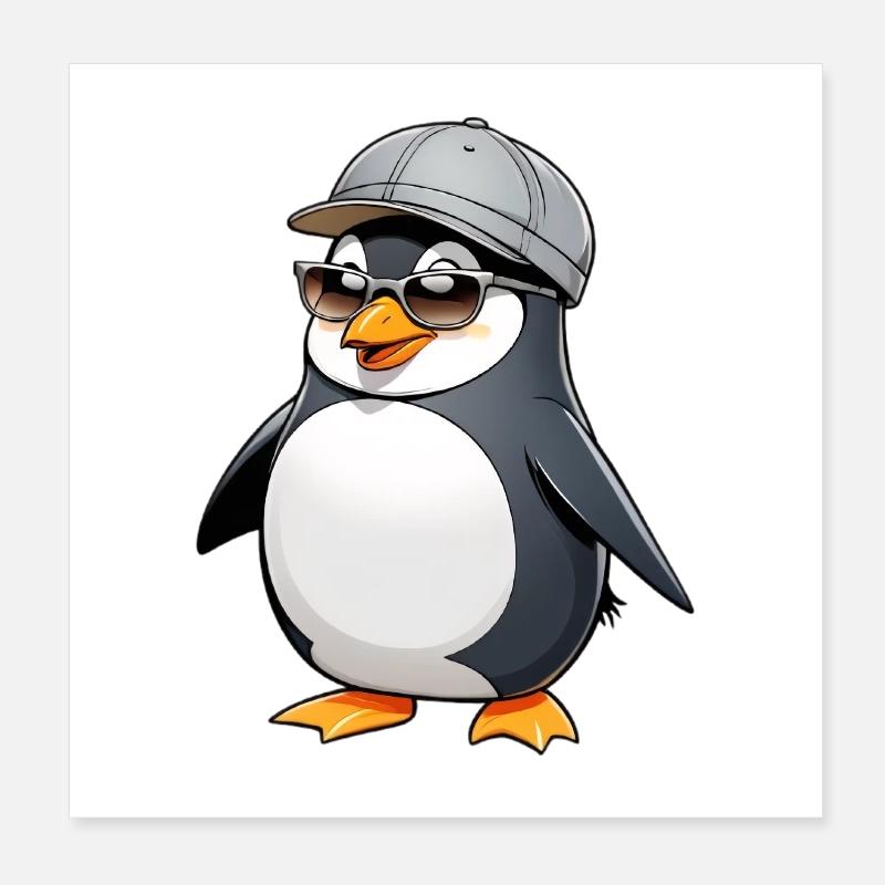 Pingu cool avec style Poster 20 x 20 cm