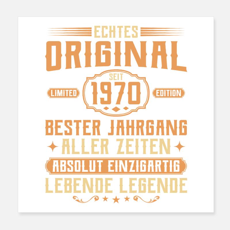 Echtes Original seit 1970 - 55. Geburtstag Poster 20x20 cm